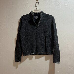 WOOLRICH Women's Dark Blue Speckled 1/4-Zip Sweater - Size S